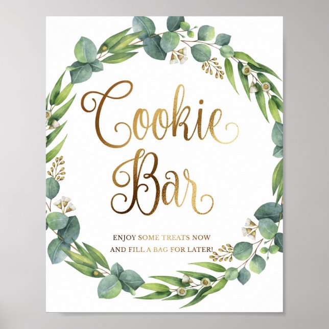 Eucalyptus wedding sign for cookie bar (Front)