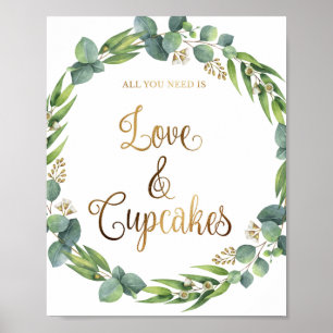Eucalyptus wedding sign for cupcakes