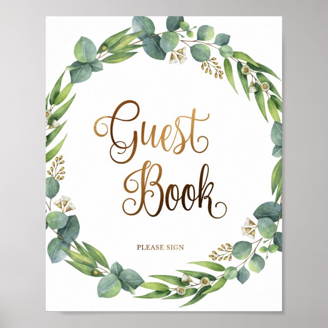 Eucalyptus wedding sign for guest book (Front)