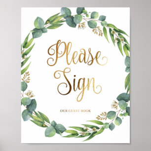 Eucalyptus wedding sign for guest book