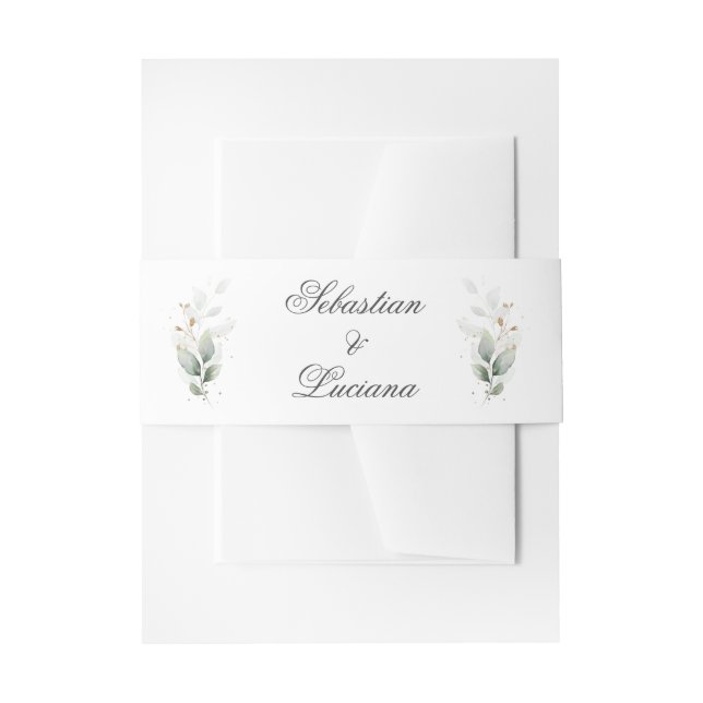 Eucalyptus Wedding Spanish Invitation Belly Band (Front Example)