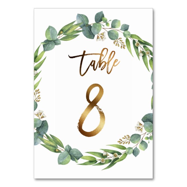 Eucalyptus wedding table number (Back)