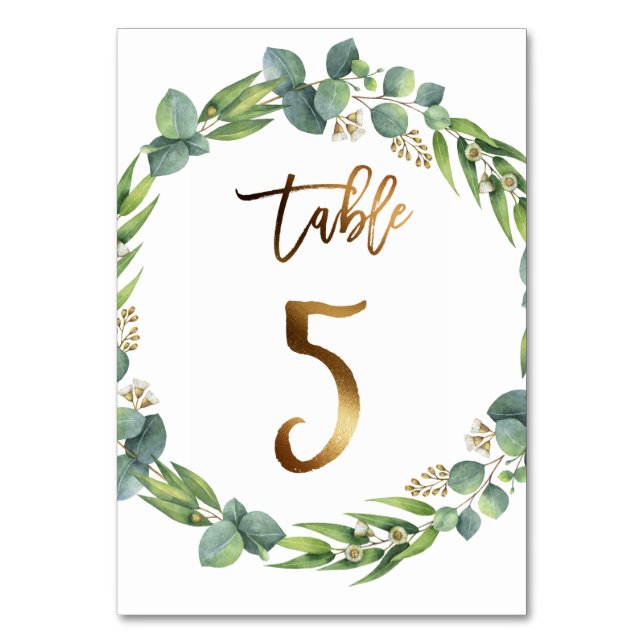 Eucalyptus wedding table number (Back)