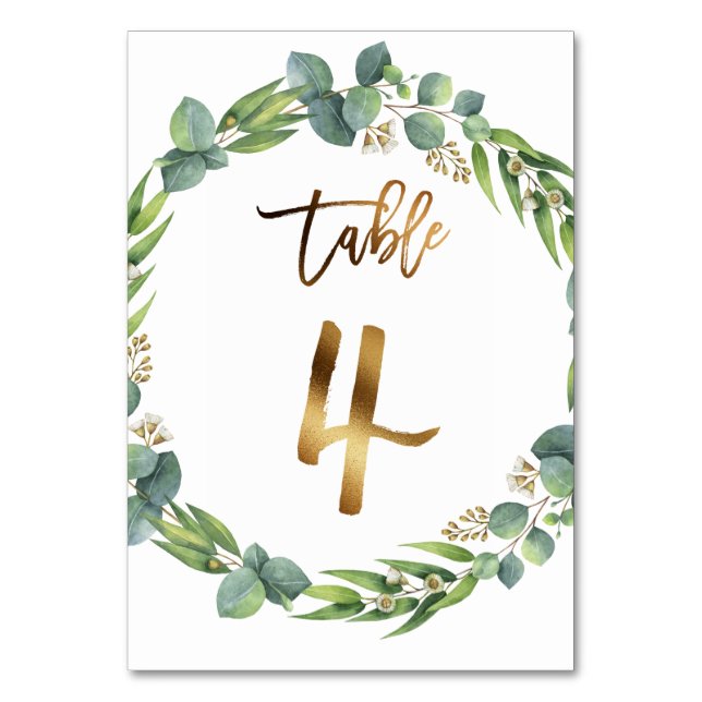Eucalyptus wedding table number (Front)
