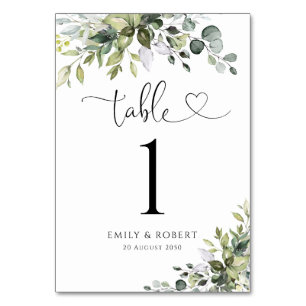 Eucalyptus Wedding Table Numbers