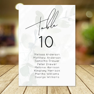 Eucalyptus Wedding Table Seating Chart Number
