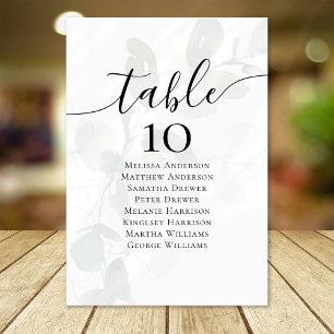 Eucalyptus Wedding Table Seating Chart Number