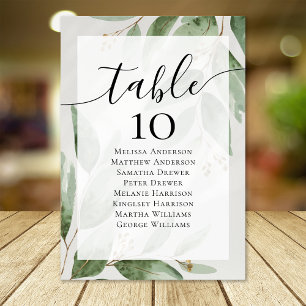 Eucalyptus Wedding Table Seating Chart Number