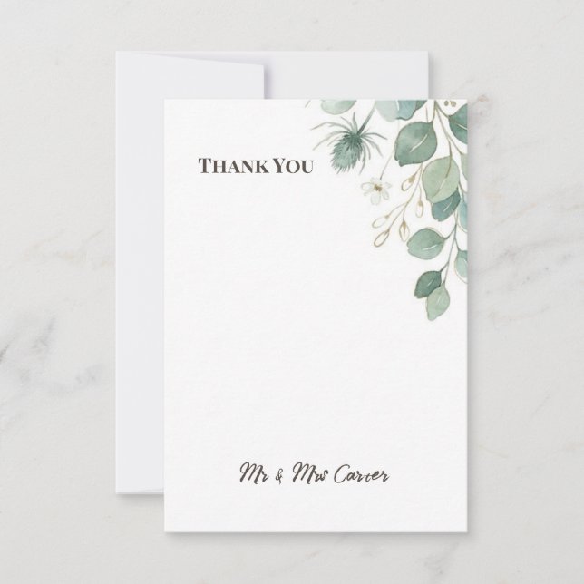 Eucalyptus Wedding Thank You Card (Front)