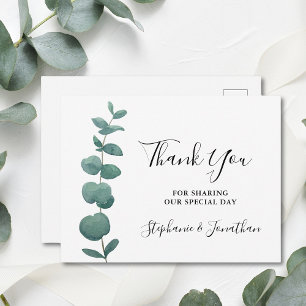 Eucalyptus Wedding Thank You Postcard