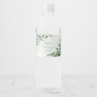 Eucalyptus Wedding Water Bottle Label 1001A