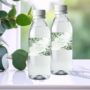 Eucalyptus Wedding Water Bottle Label 1001A