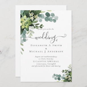 Eucalyptus Wedding Watercolor Greenery Invitations
