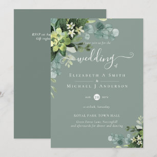 Eucalyptus Wedding Watercolor Greenery Invitations