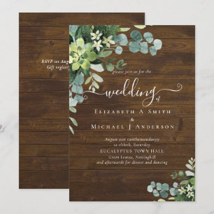 Eucalyptus Wedding Watercolor Greenery Invitations