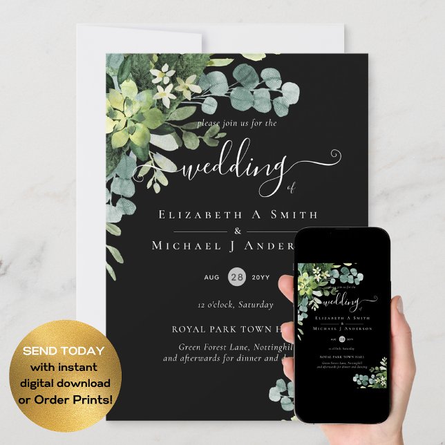 Eucalyptus Wedding Watercolor Greenery Invitations (Creator Uploaded)