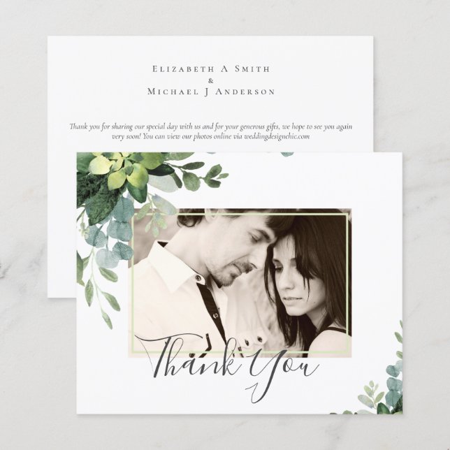 Eucalyptus Wedding - Watercolor Greenery Leaves (Front/Back)