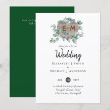 Eucalyptus Wedding - Watercolor Greenery Monogram