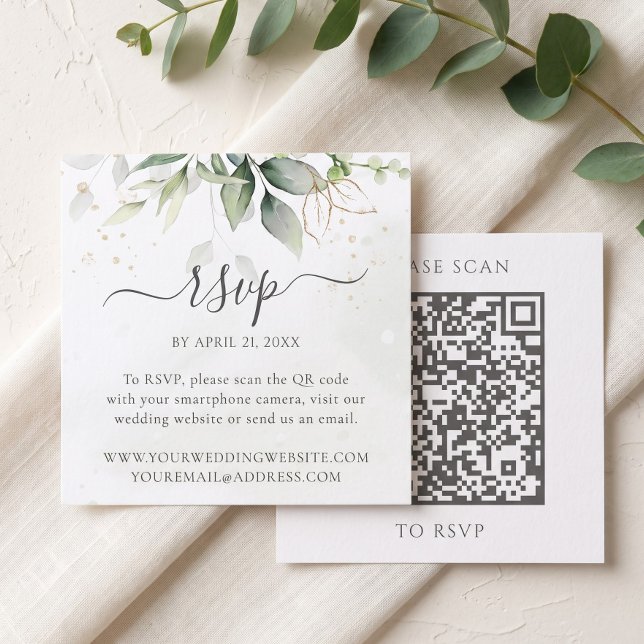 Eucalyptus Wedding Website QR Code RSVP Enclosure Card (Creator Uploaded)