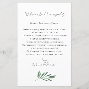 Eucalyptus Wedding Welcome Bag Letter