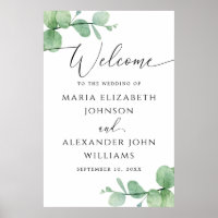 Eucalyptus Wedding Welcome Sign | Elegant Script