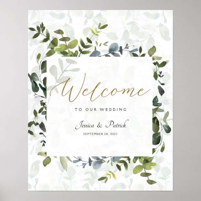 Eucalyptus Wedding Welcome Signs (Front)