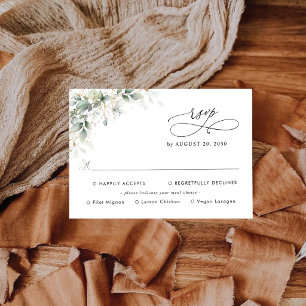 Eucalyptus Wedding With Meal Choice RSVP Card