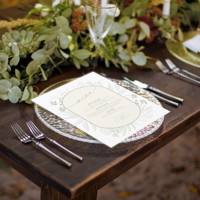Eucalyptus Wedding Wreath Menu Ivory/Sage ID901 (Creator Uploaded)