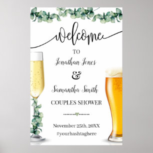 Eucalyptus Welcome Couples Shower Bubbles & Brews Poster