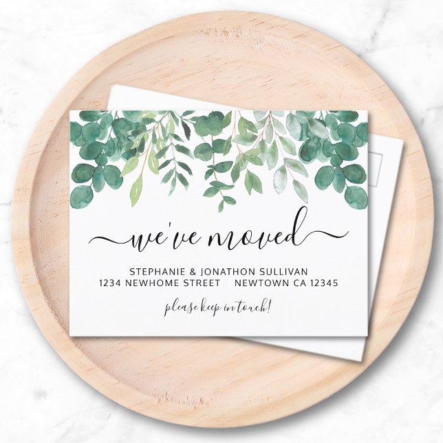 Eucalyptus We've Moved Moving  Announcement Postcard (Creator Uploaded)
