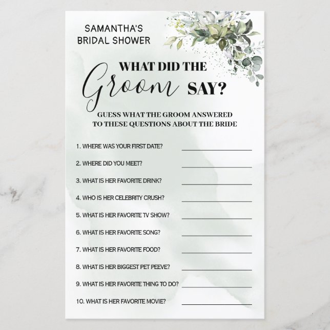 Eucalyptus What did Groom say bilingual game (Front)