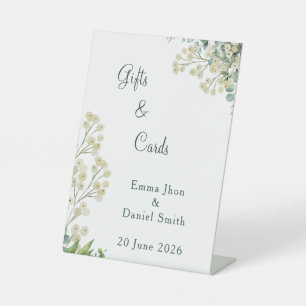 Eucalyptus & White Florals Botanical Pedestal Sign