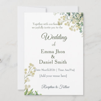 Eucalyptus & White Florals Botanical Wedding Invitation