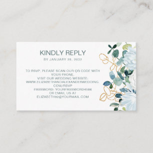 Eucalyptus & white flowers QR Code online RSVP Enclosure Card