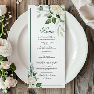 Eucalyptus White Flowers Wedding Menu