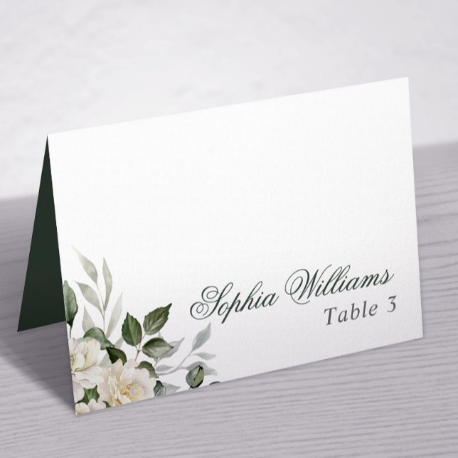 Eucalyptus White Flowers Wedding Table Card (Creator Uploaded)