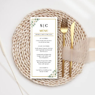 Eucalyptus White Rose Greenery Floral Wedding Menu
