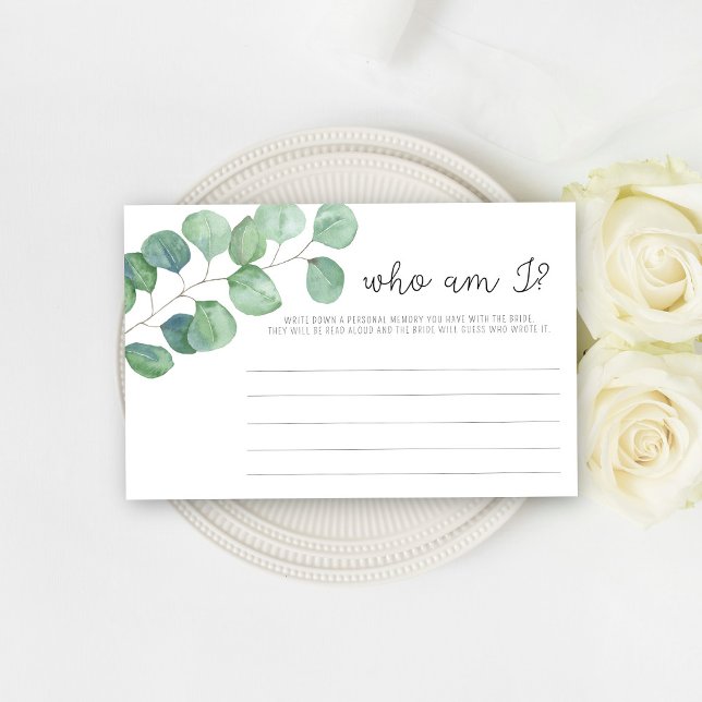 Eucalyptus - Who am I bridal shower game Stationery (Creator Uploaded)