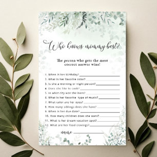 Eucalyptus Who Knows Mummy Best Baby Shower Game