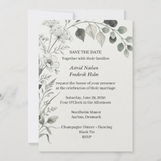 Eucalyptus Wildflower Botanical Save The Date Wedd Invitation