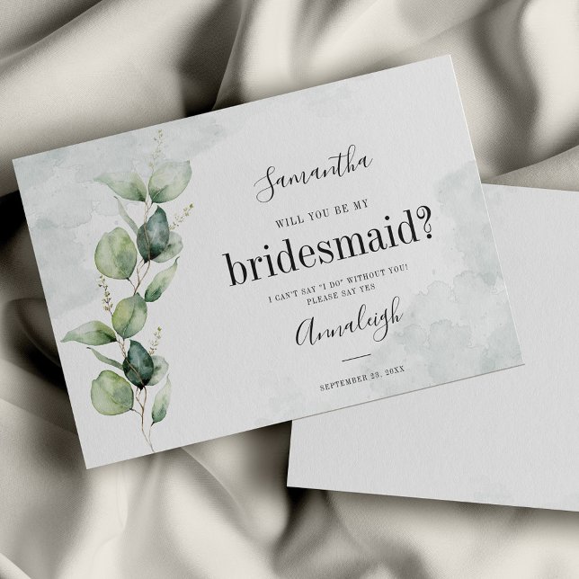 Eucalyptus Will You Be My Bridesmaid Card (Creator Uploaded)