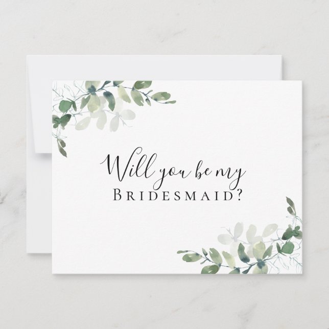 Eucalyptus Will You be My Bridesmaid? Card (Front)