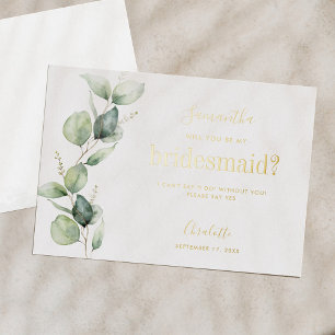 Eucalyptus Will You Be My Bridesmaid Proposal