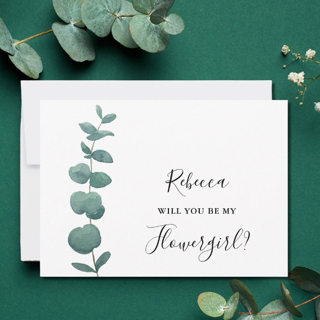 Eucalyptus Will You Be My Flowergirl Invitation (Creator Uploaded)