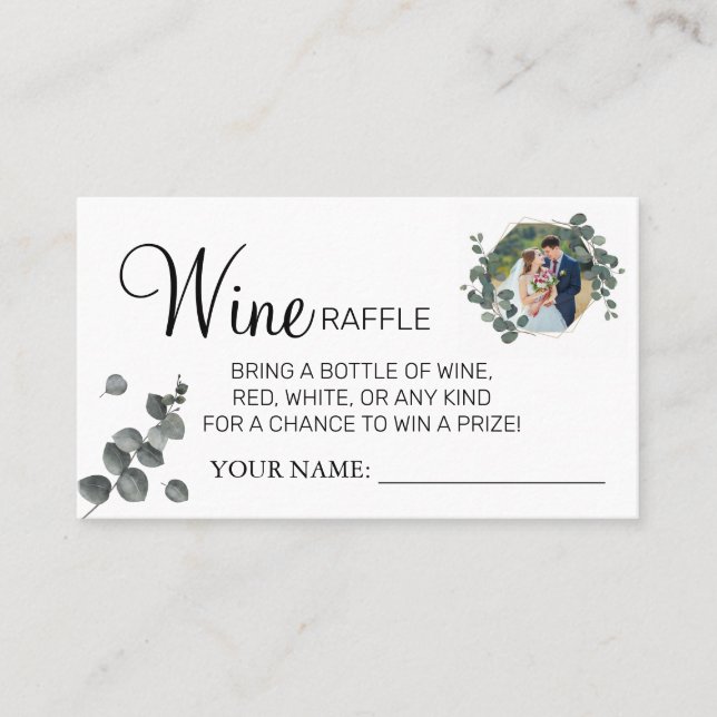 Eucalyptus Wine raffle ticket Bridal Shower card (Front)