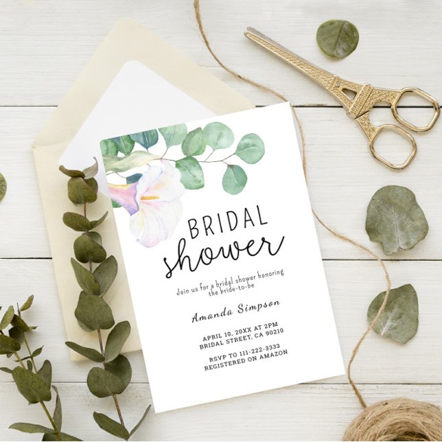 Eucalyptus with Calla flower Bridal Shower Invitation (Creator Uploaded)
