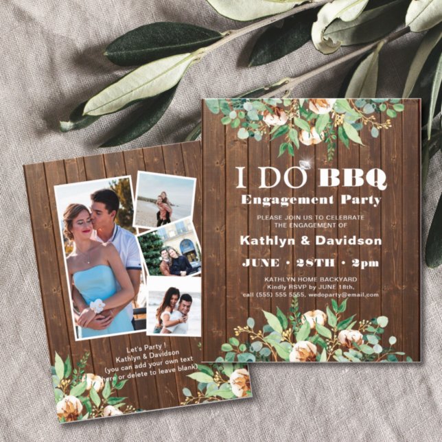 Eucalyptus Wood 4 Photo I Do Engagement Invitation (Creator Uploaded)