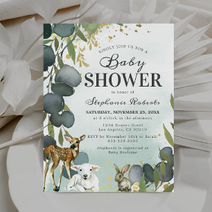 Eucalyptus Woodland Animals Baby Shower Invitation
