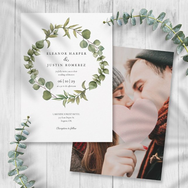 Eucalyptus Woodland Greenery Wedding Photo Invitation (Creator Uploaded)
