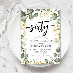 Eucalyptus Wreath 60th Birthday Party Invitation